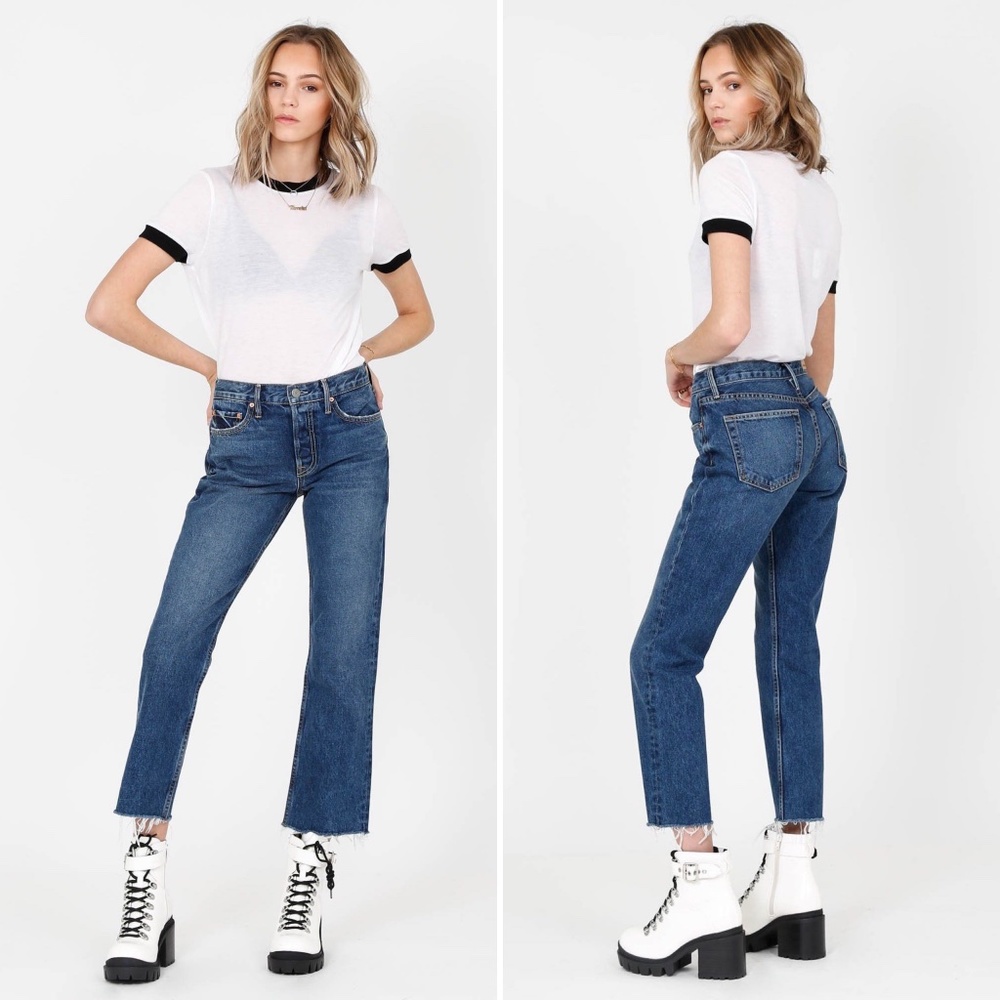 ✨NWT✨ GRLFRND Tatum Crop Kick Flare Jeans in Only Lies Sz 24